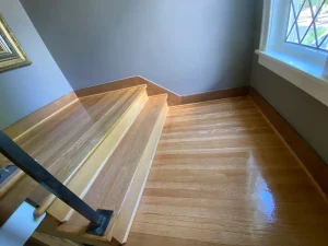 Freshly refinished hardwood floor in Portland home