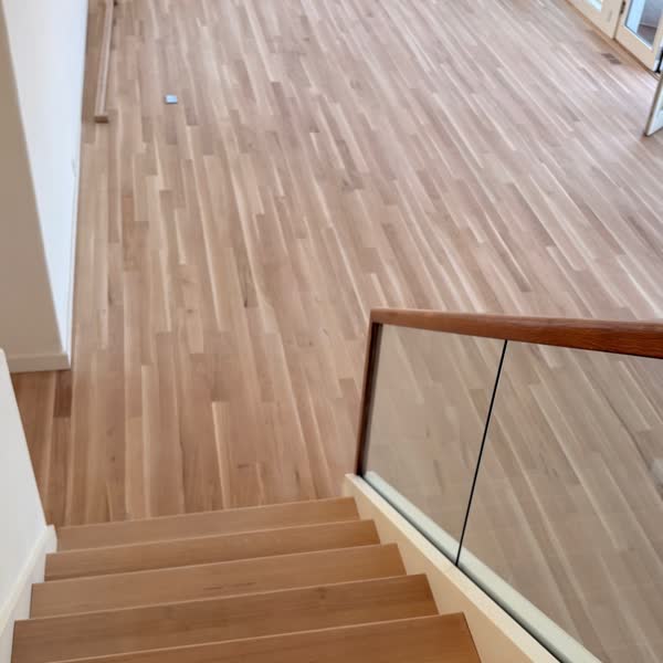 Restored historic Douglas Fir flooring with Bona Mega ONE satin finish in Sellwood Portland